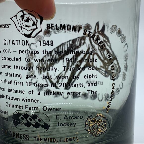MCM Race Horse Whisky Short Drinking Glass -CITATION- triple crown Belmont 1948 - Picture 8 of 11